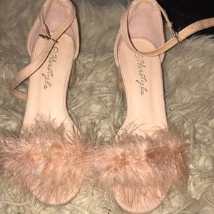 pink furry heels
